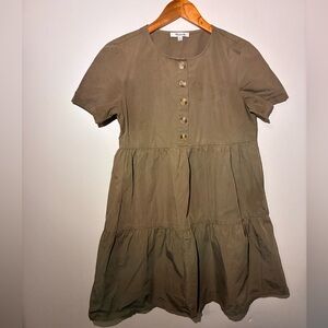 Madewell Olive Green Short Sleeve Mini Dress – XXS 🌿